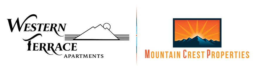 Two logos for Western Terrace Apartments and Mountain Crest Properties are displayed.